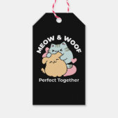 Meow & Woof Perfect Together - Schattigee kat en h Cadeaulabel (Voorkant)