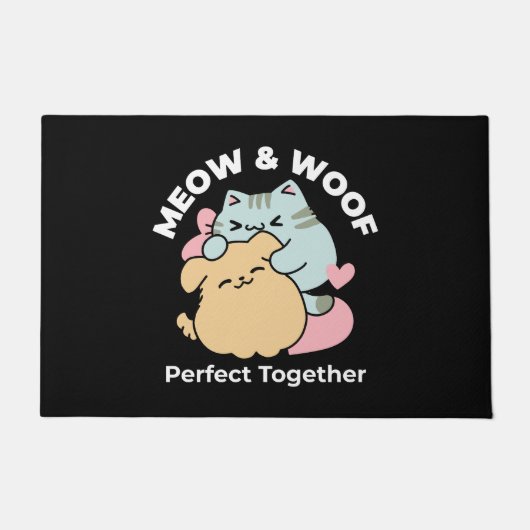 Meow & Woof Perfect Together - Schattigee kat en h Deurmat (Voorkant)