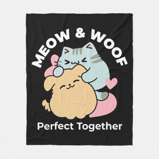 Meow & Woof Perfect Together - Schattigee kat en h Fleece Deken (Voorkant)