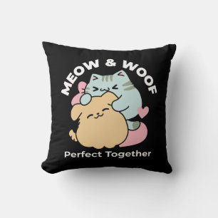 Meow & Woof Perfect Together - Schattigee kat en h Kussen