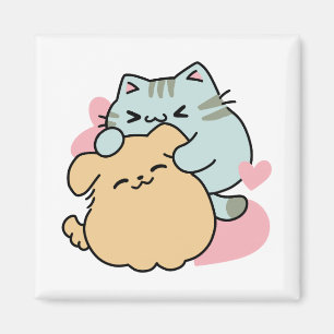 Meow & Woof Perfect Together - Schattigee kat en h Magneet