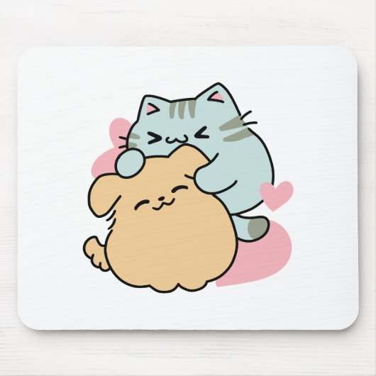 Meow & Woof Perfect Together - Schattigee kat en h Muismat (Voorkant)