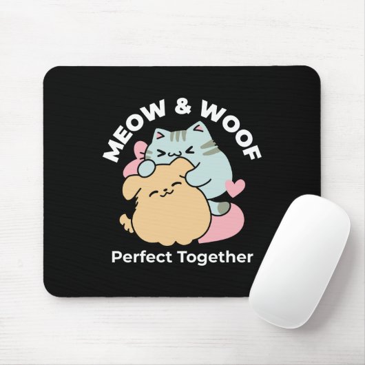 Meow & Woof Perfect Together - Schattigee kat en h Muismat (Met muis)