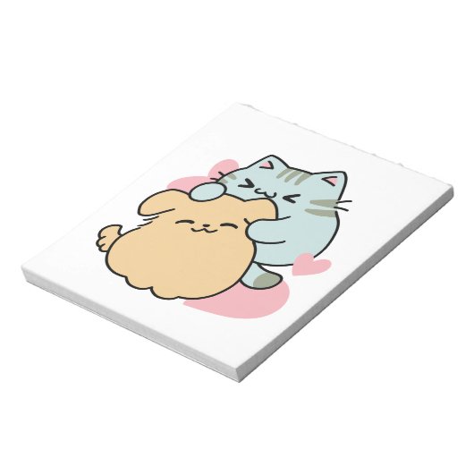Meow & Woof Perfect Together - Schattigee kat en h Notitieblok (Linkerzijde)