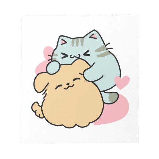 Meow & Woof Perfect Together - Schattigee kat en h Notitieblok (Voorkant)