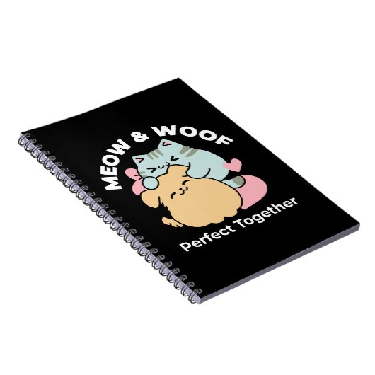 Meow & Woof Perfect Together - Schattigee kat en h Notitieboek (Rechterzijde)