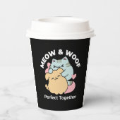 Meow & Woof Perfect Together - Schattigee kat en h Papieren Bekers (Achterkant)
