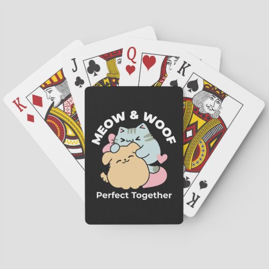 Meow & Woof Perfect Together - Schattigee kat en h Pokerkaarten (Achterkant)