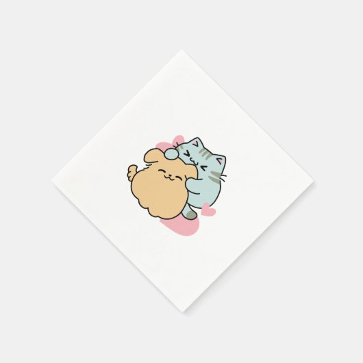 Meow & Woof Perfect Together - Schattigee kat en h Servet (Hoek)