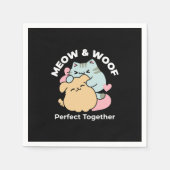 Meow & Woof Perfect Together - Schattigee kat en h Servet (Voorkant)