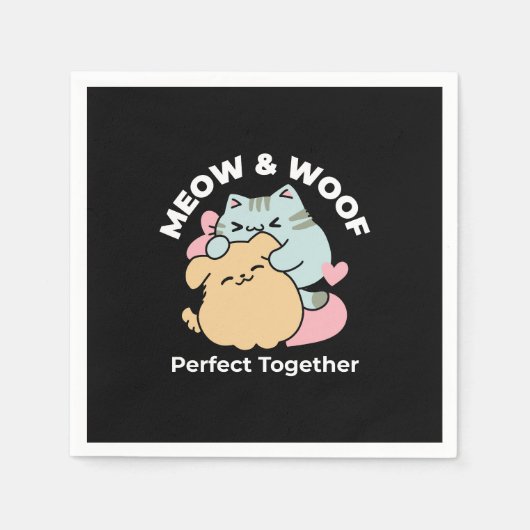 Meow & Woof Perfect Together - Schattigee kat en h Servet (Voorkant)