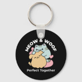 Meow & Woof Perfect Together - Schattigee kat en h Sleutelhanger (Voorkant)