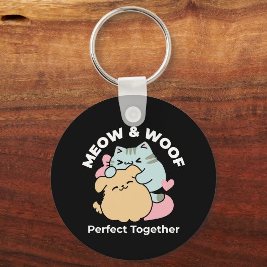 Meow & Woof Perfect Together - Schattigee kat en h Sleutelhanger (Achterkant)