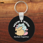 Meow & Woof Perfect Together - Schattigee kat en h Sleutelhanger (Voorkant)