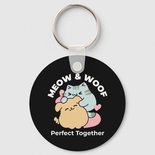 Meow & Woof Perfect Together - Schattigee kat en h Sleutelhanger (Achterkant)