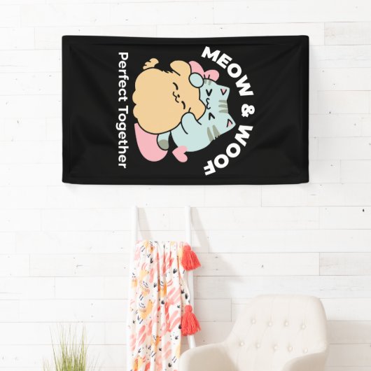 Meow & Woof Perfect Together - Schattigee kat en h Spandoek (Insitu)