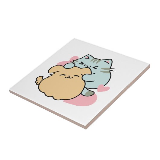 Meow & Woof Perfect Together - Schattigee kat en h Tegeltje (Zijkant)