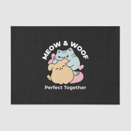 Meow & Woof Perfect Together - Schattigee kat en h Tissuepapier (Voorkant)