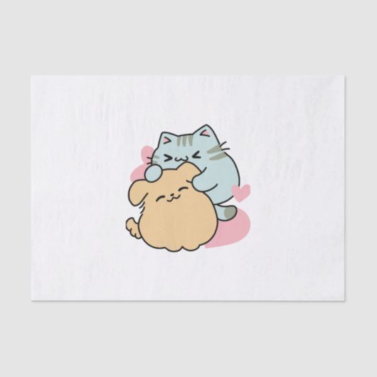 Meow & Woof Perfect Together - Schattigee kat en h Tissuepapier (Voorkant)