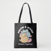 Meow & Woof Perfect Together - Schattigee kat en h Tote Bag (Voorkant)