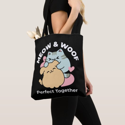 Meow & Woof Perfect Together - Schattigee kat en h Tote Bag (Dichtbij)
