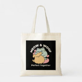 Meow & Woof Perfect Together - Schattigee kat en h Tote Bag (Achterkant)