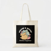 Meow & Woof Perfect Together - Schattigee kat en h Tote Bag (Voorkant)