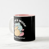 Meow & Woof Perfect Together - Schattigee kat en h Tweekleurige Koffiemok (Voorkant links)