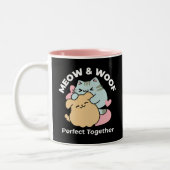 Meow & Woof Perfect Together - Schattigee kat en h Tweekleurige Koffiemok (Links)