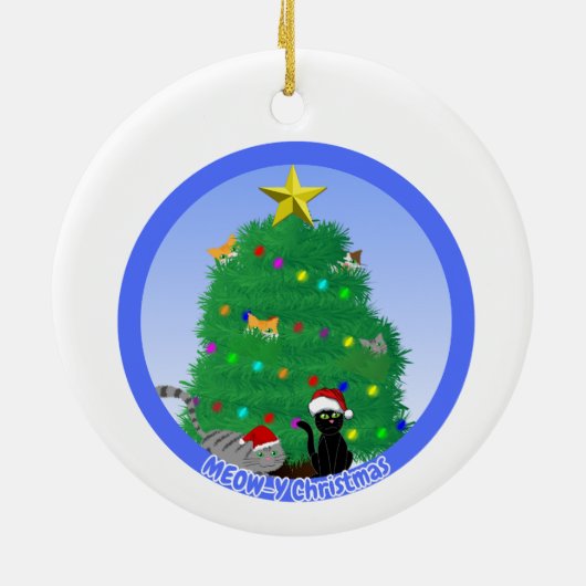 Meow-y Christmas Keramisch Ornament (Achterkant)