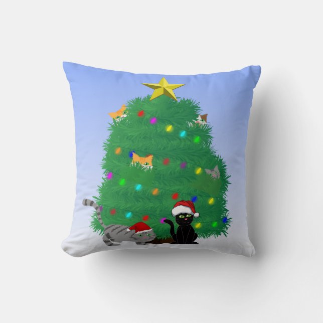 Meow-y Christmas Throw Pillow Kussen (Voorkant)