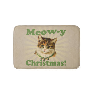 Meow-y kerst, Cute Funny Holiday Cat Animal Badmat