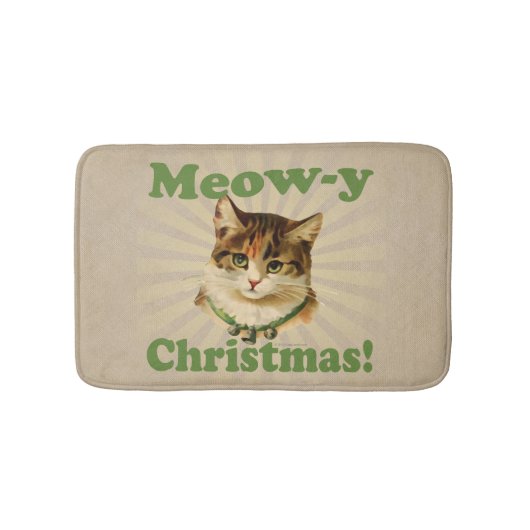 Meow-y kerst, Cute Funny Holiday Cat Animal Badmat (Voorkant)