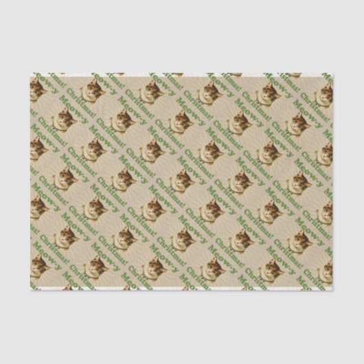 Meow-y kerst, Cute Funny Holiday Cat Animal Tissuepapier (Voorkant)