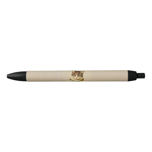 Meow-y kerst, Cute Funny Holiday Cat Animal Zwarte Inkt Pen (Voorkant)