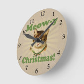 Meow-y kerst, Cute Holiday Cat Animal Ronde Klok (Hoek)