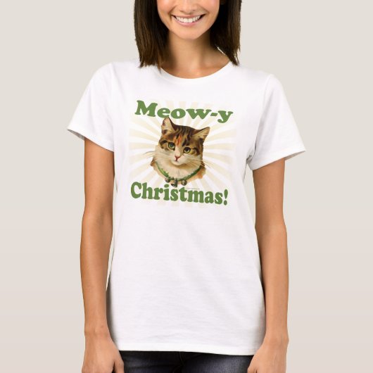 Meow-y kerst, Cute Holiday Cat Animal T-shirt (Voorkant)