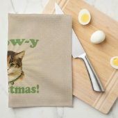Meow-y kerst, Cute Holiday Cat Animal Theedoek (Quarter Fold)