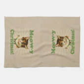 Meow-y kerst, Cute Holiday Cat Animal Theedoek (Horizontaal)