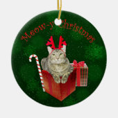 Meow-y Kerstmis Keramisch Ornament (Voorkant)