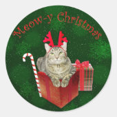 Meow-y Kerstmis Ronde Sticker (Voorkant)