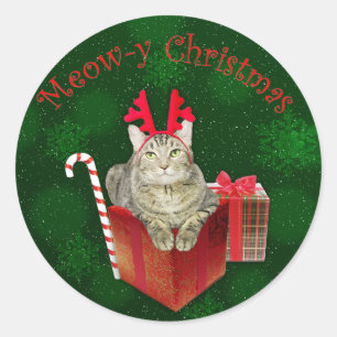 Meow-y Kerstmis Ronde Sticker