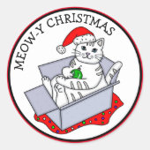 Meow-y Kerstmis Ronde Sticker (Voorkant)