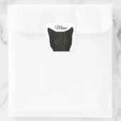 Meow Zwarte Kat Vierkante Sticker (Tas)