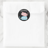 Meowcarons Funny Macaron Pun Dark BG Ronde Sticker (Tas)