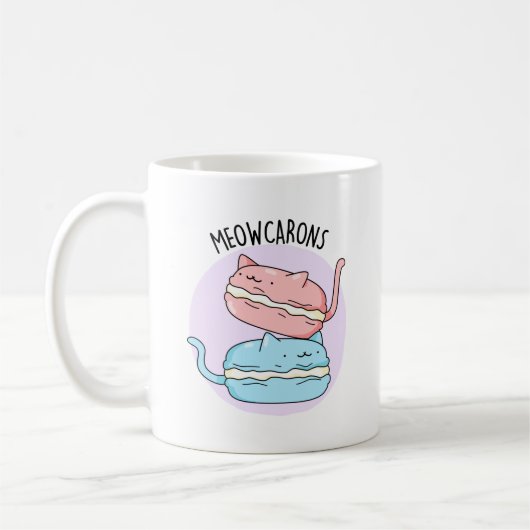 Meowcarons Funny Macaron Pun Koffiemok (Links)