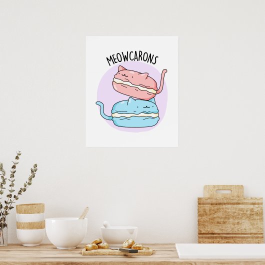 Meowcarons Funny Macaron Pun Poster (Keuken)