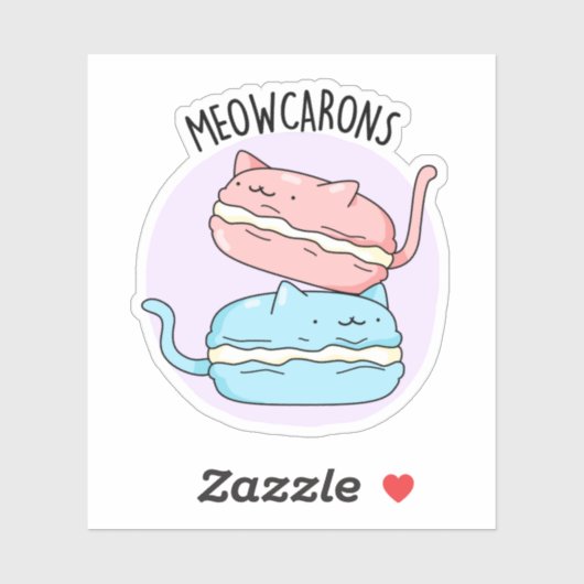 Meowcarons Funny Macaron Pun Sticker (Vel)