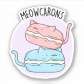 Meowcarons Funny Macaron Pun Sticker (Voorkant)