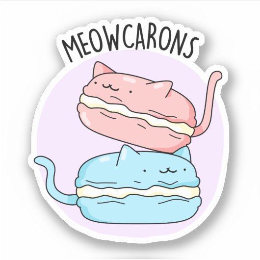 Meowcarons Funny Macaron Pun Sticker (Voorkant)
